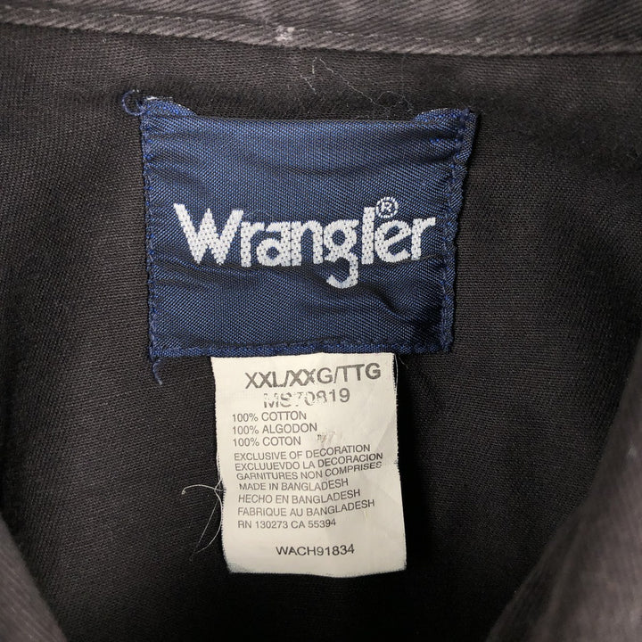 80s-90'S Wrangler Long-Sleeve Western Shirt, Men's XXL (approx.), Vintage cotton black type Vintage Second Hand