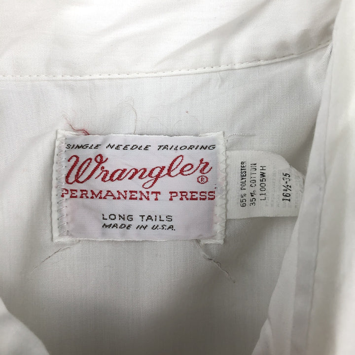 1970'S Wrangler Long-Sleeve Western Shirt, Made in USA, Men's Size L (Equivalent), Vintage polyester white type Vintage Second Hand