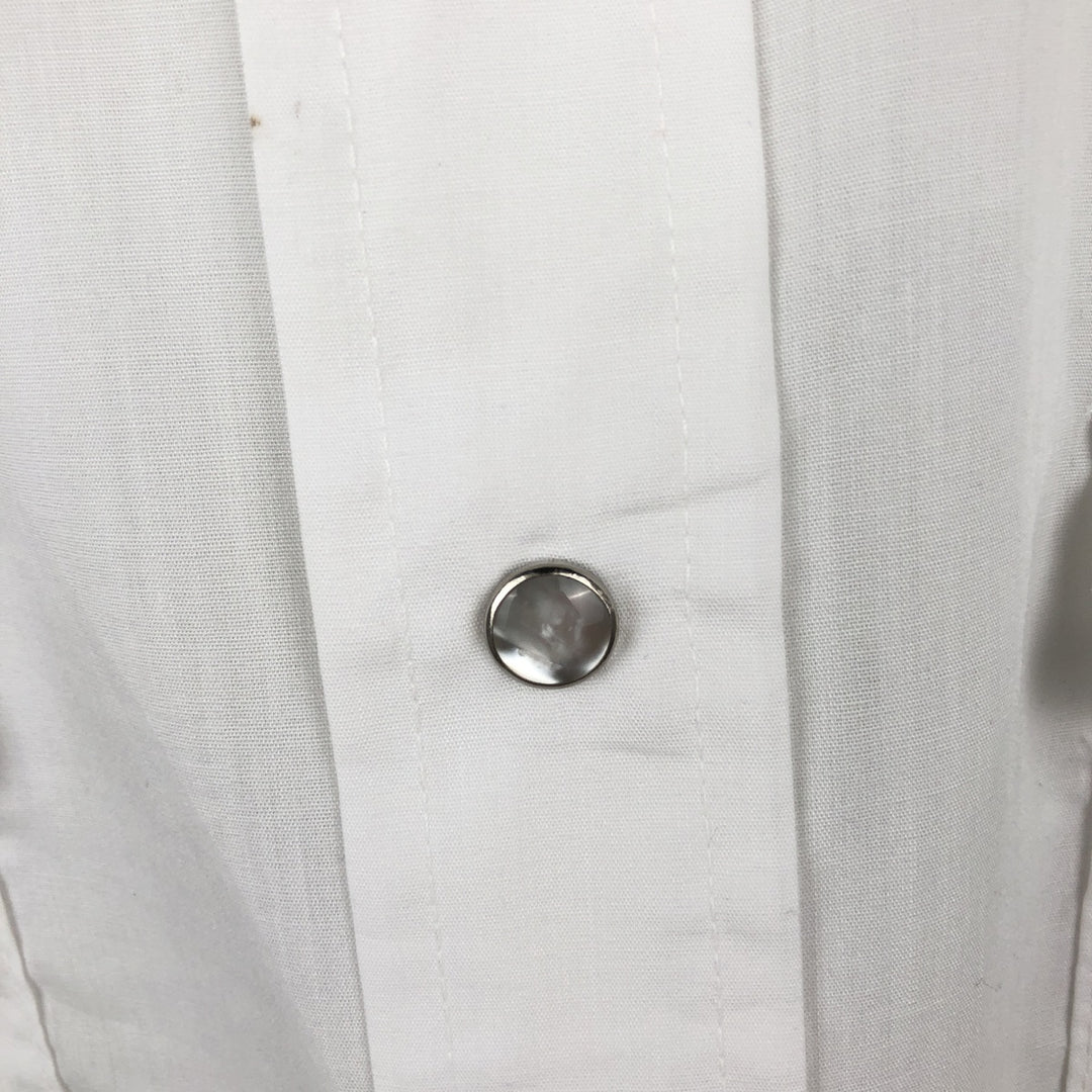 1970'S Wrangler Long-Sleeve Western Shirt, Made in USA, Men's Size L (Equivalent), Vintage polyester white type Vintage Second Hand