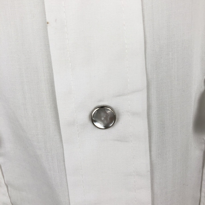 1970'S Wrangler Long-Sleeve Western Shirt, Made in USA, Men's Size L (Equivalent), Vintage polyester white type Vintage Second Hand