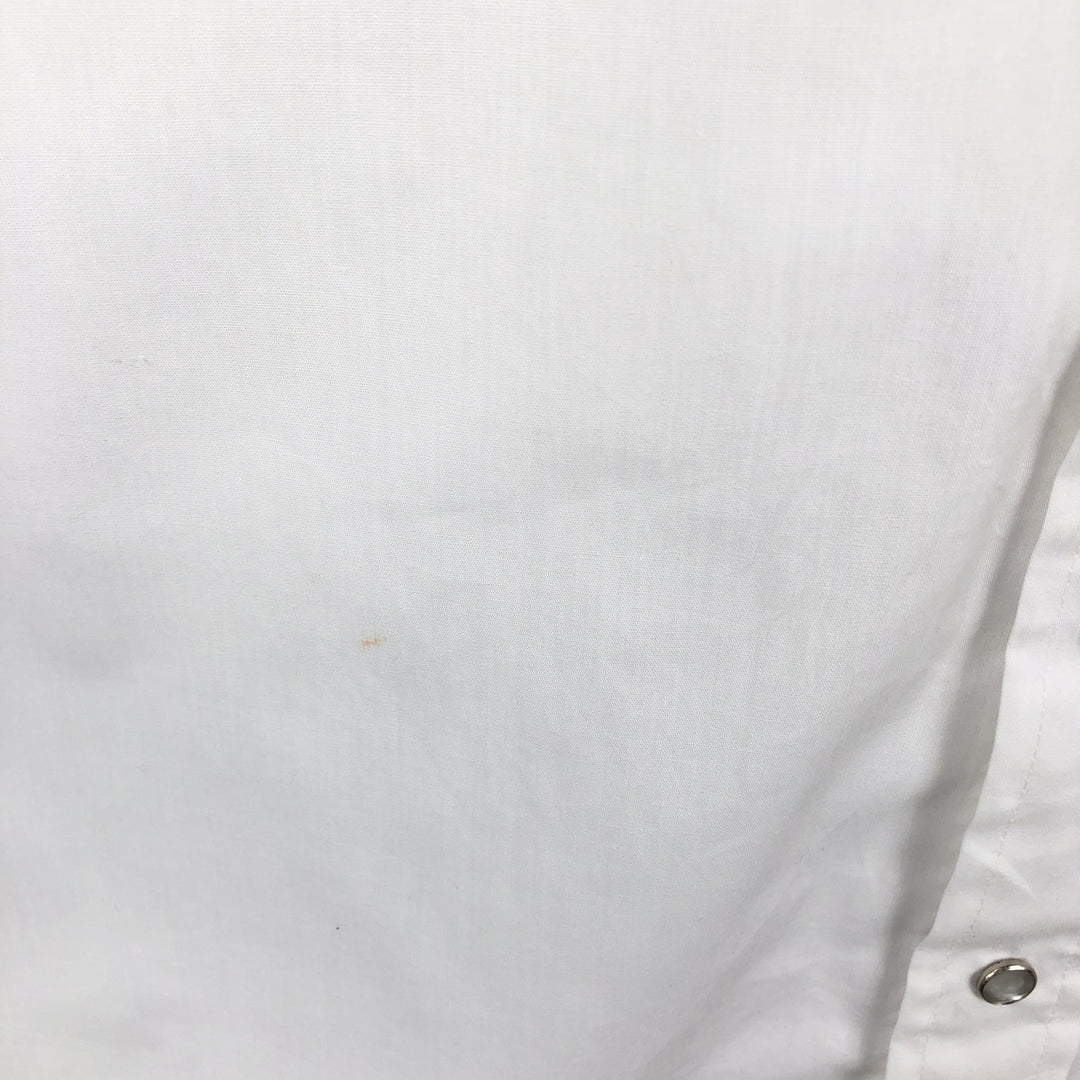 1970'S Wrangler Long-Sleeve Western Shirt, Made in USA, Men's Size L (Equivalent), Vintage polyester white type Vintage Second Hand