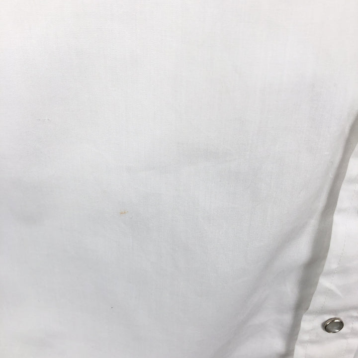 1970'S Wrangler Long-Sleeve Western Shirt, Made in USA, Men's Size L (Equivalent), Vintage polyester white type Vintage Second Hand