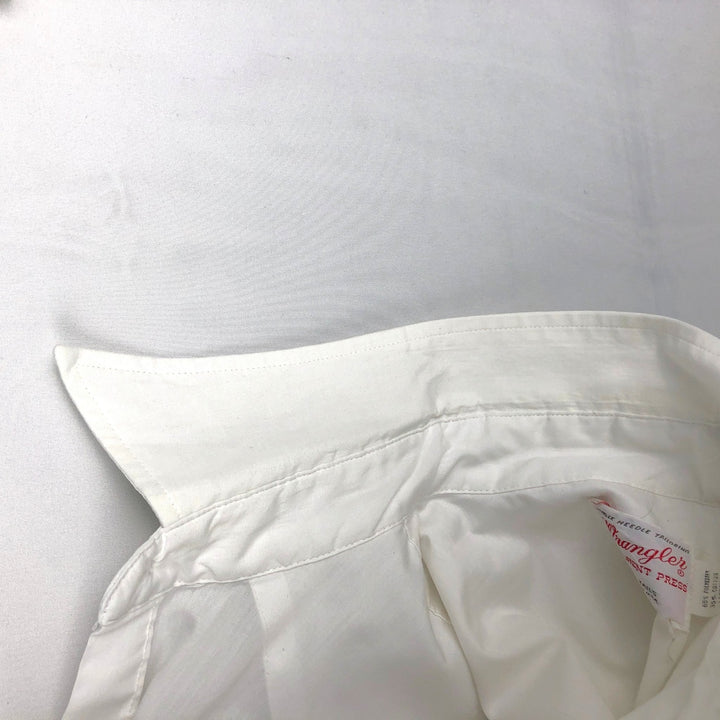 1970'S Wrangler Long-Sleeve Western Shirt, Made in USA, Men's Size L (Equivalent), Vintage polyester white type Vintage Second Hand