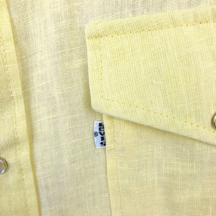 1970'S Levi's PANATELA TOPS Long-Sleeve Western Shirt, Men's Size L (approx.), Vintage unclear yellow type Vintage Second Hand