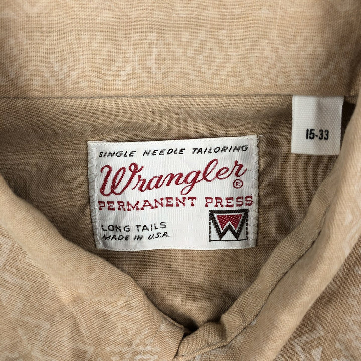 1970'S Wrangler all-over print long-sleeved Western shirt, made in USA, men's size M equivalent, vintage. unclear brick settler Vintage Second Hand