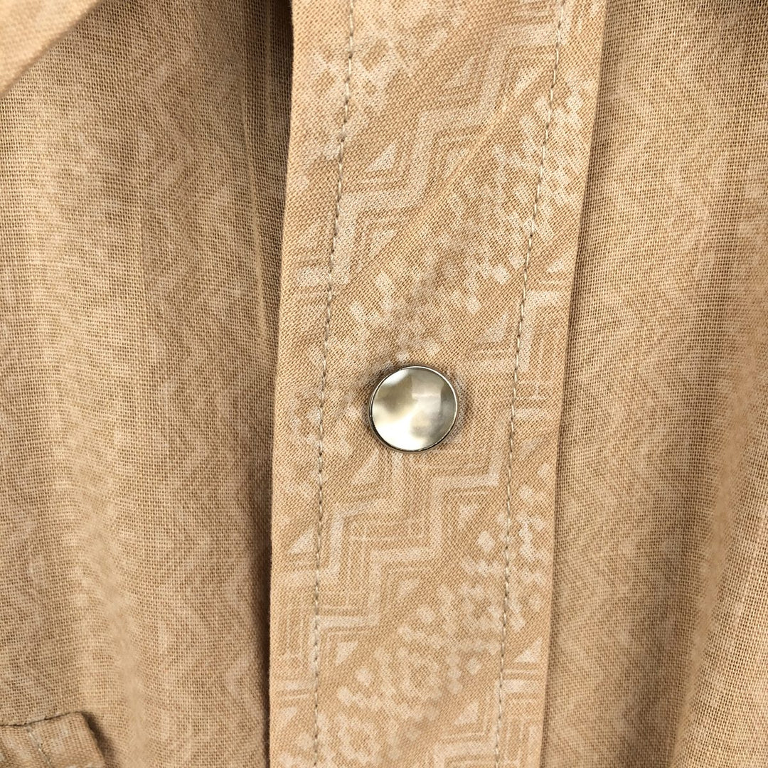 1970'S Wrangler all-over print long-sleeved Western shirt, made in USA, men's size M equivalent, vintage. unclear brick settler Vintage Second Hand