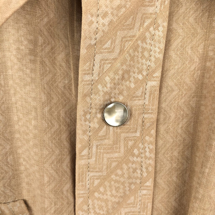 1970'S Wrangler all-over print long-sleeved Western shirt, made in USA, men's size M equivalent, vintage. unclear brick settler Vintage Second Hand