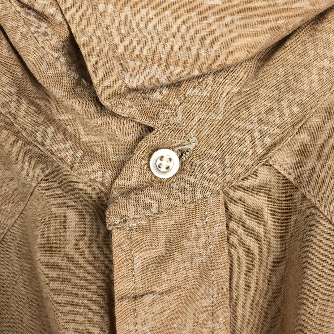 1970'S Wrangler all-over print long-sleeved Western shirt, made in USA, men's size M equivalent, vintage. unclear brick settler Vintage Second Hand