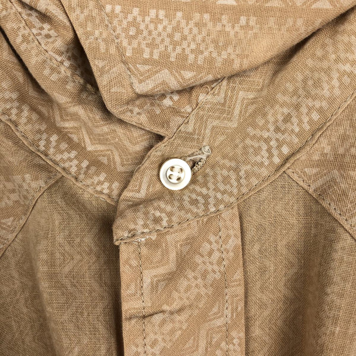 1970'S Wrangler all-over print long-sleeved Western shirt, made in USA, men's size M equivalent, vintage. unclear brick settler Vintage Second Hand