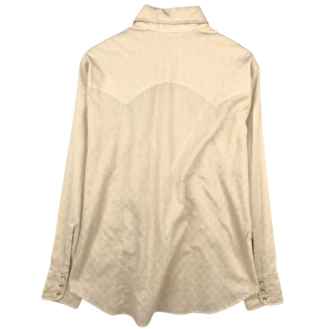 Levi's all-over print long-sleeved Western shirt, made in USA, men's size L equivalent. polyester Beige type Vintage Second Hand