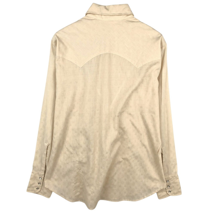 Levi's all-over print long-sleeved Western shirt, made in USA, men's size L equivalent. polyester Beige type Vintage Second Hand