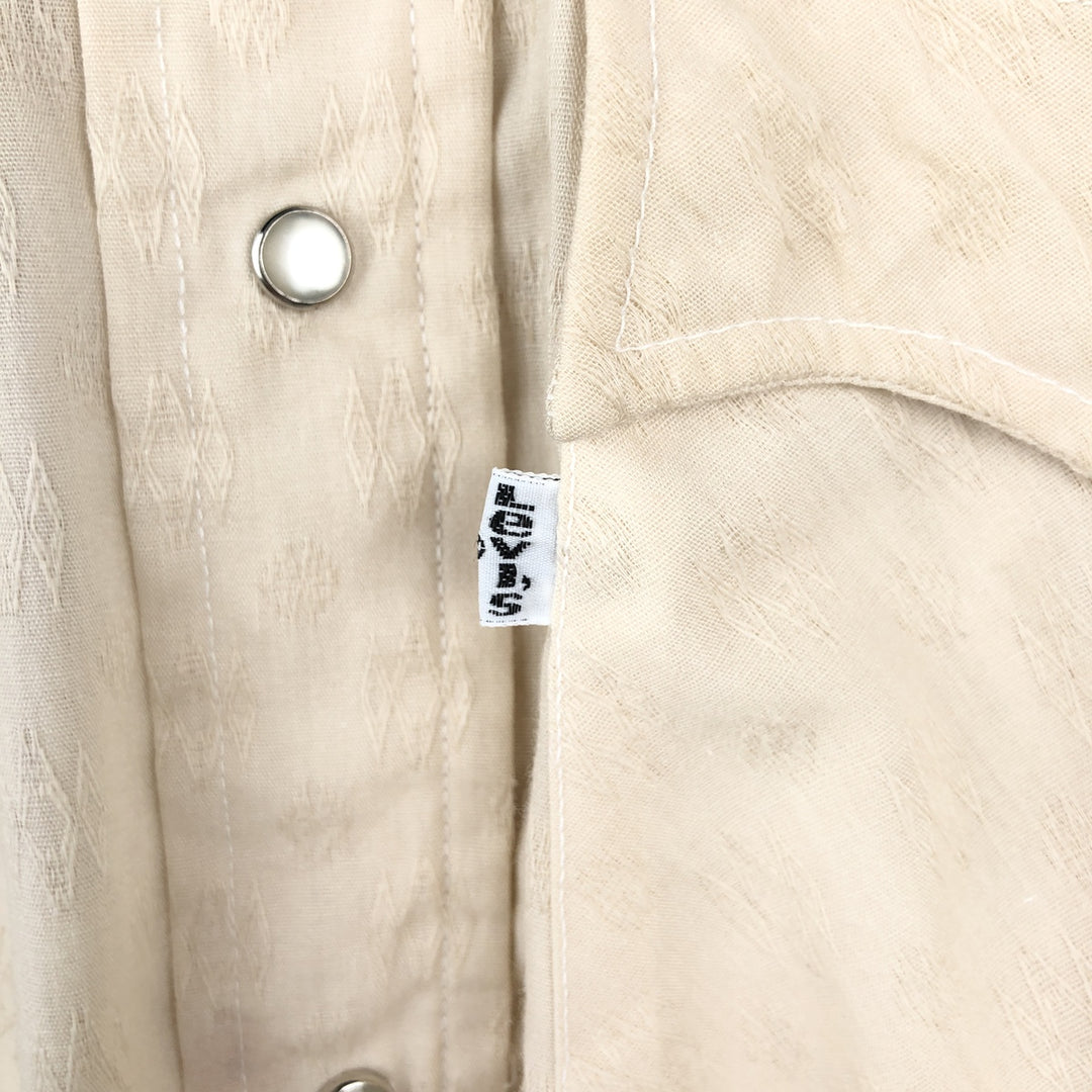 Levi's all-over print long-sleeved Western shirt, made in USA, men's size L equivalent. polyester Beige type Vintage Second Hand