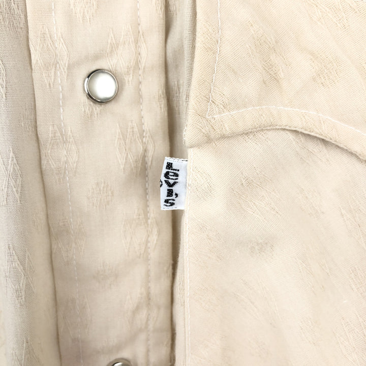 Levi's all-over print long-sleeved Western shirt, made in USA, men's size L equivalent. polyester Beige type Vintage Second Hand