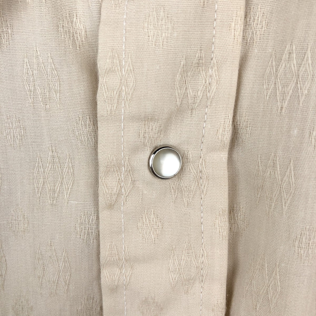Levi's all-over print long-sleeved Western shirt, made in USA, men's size L equivalent. polyester Beige type Vintage Second Hand