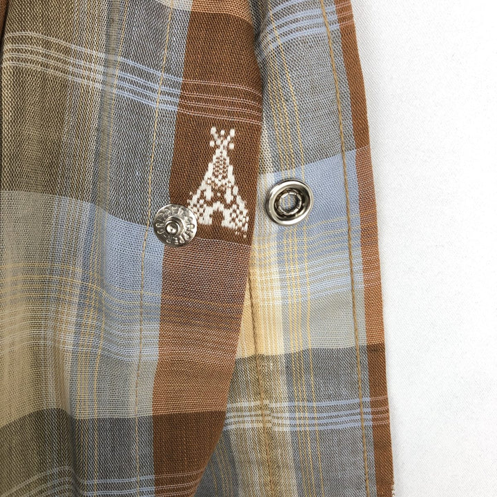 70s-80'S Levi's Regular Fit Long-Sleeve Western Shirt with All-Over Check Pattern, Men's Size M (Equivalent), Vintage unclear Beige type Vintage Second Hand