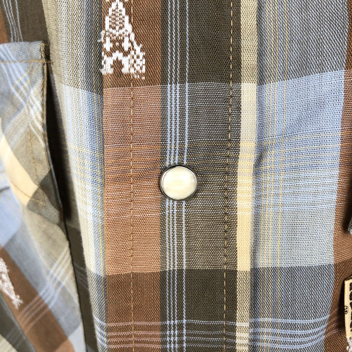 70s-80'S Levi's Regular Fit Long-Sleeve Western Shirt with All-Over Check Pattern, Men's Size M (Equivalent), Vintage unclear Beige type Vintage Second Hand