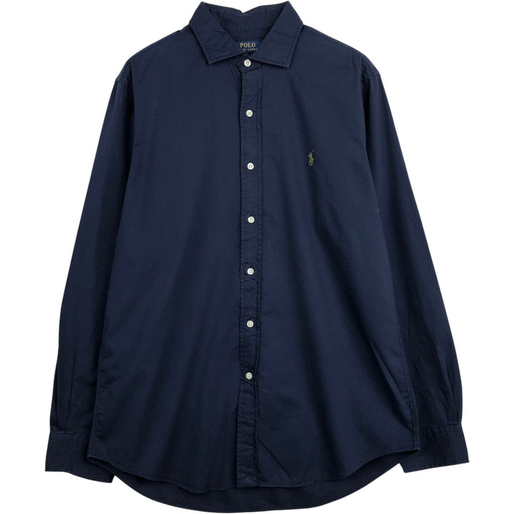 Ralph Lauren POLO RALPH LAUREN Wide Collar Long Sleeve Cotton Shirt, Men's Size L (approx.) cotton navy blue type Vintage Second Hand
