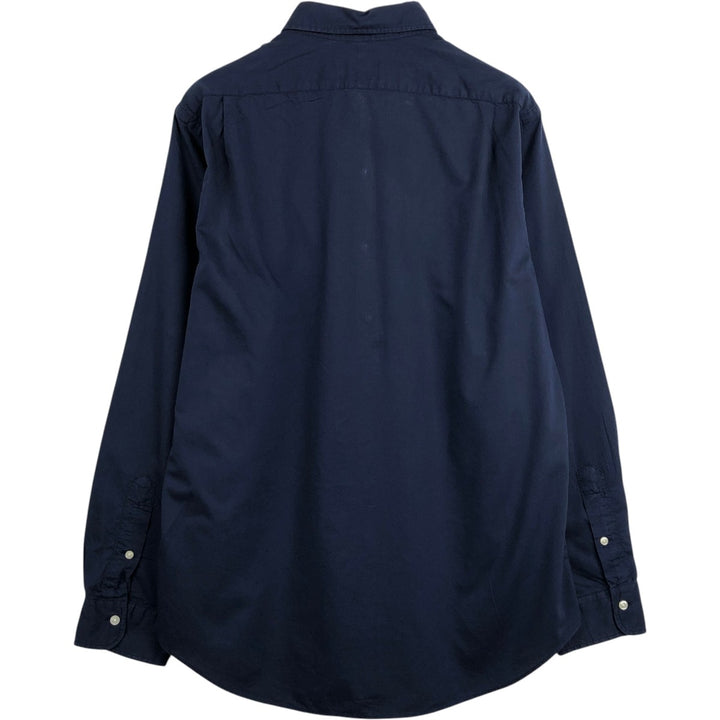 Ralph Lauren POLO RALPH LAUREN Wide Collar Long Sleeve Cotton Shirt, Men's Size L (approx.) cotton navy blue type Vintage Second Hand