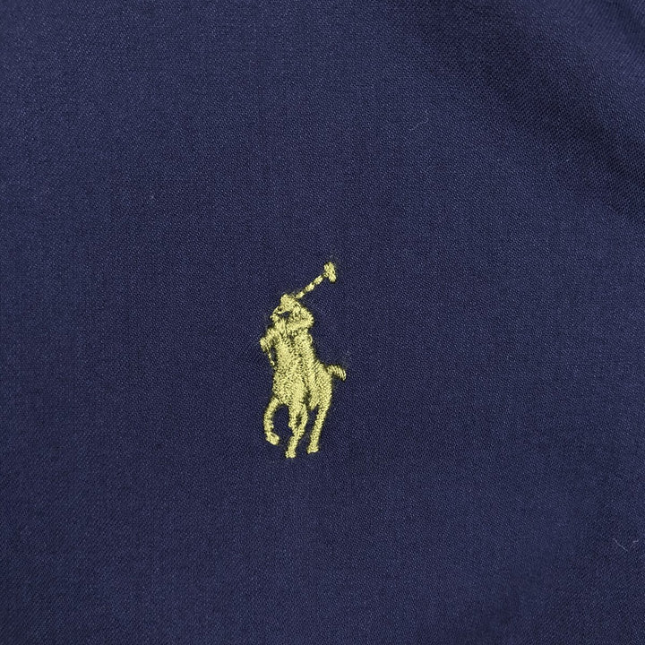 Ralph Lauren POLO RALPH LAUREN Wide Collar Long Sleeve Cotton Shirt, Men's Size L (approx.) cotton navy blue type Vintage Second Hand