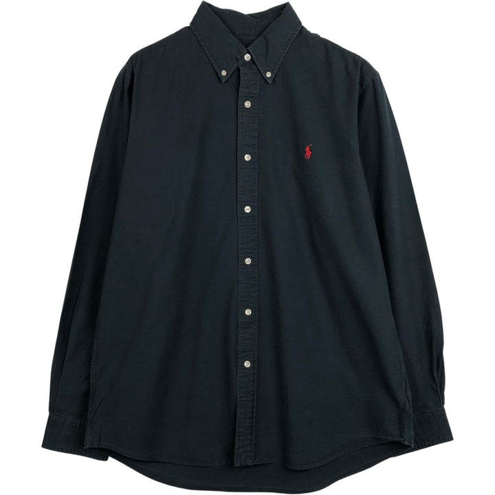 Ralph Lauren CUSTOM FIT long sleeve button down shirt, men's size L cotton black type Vintage Second Hand