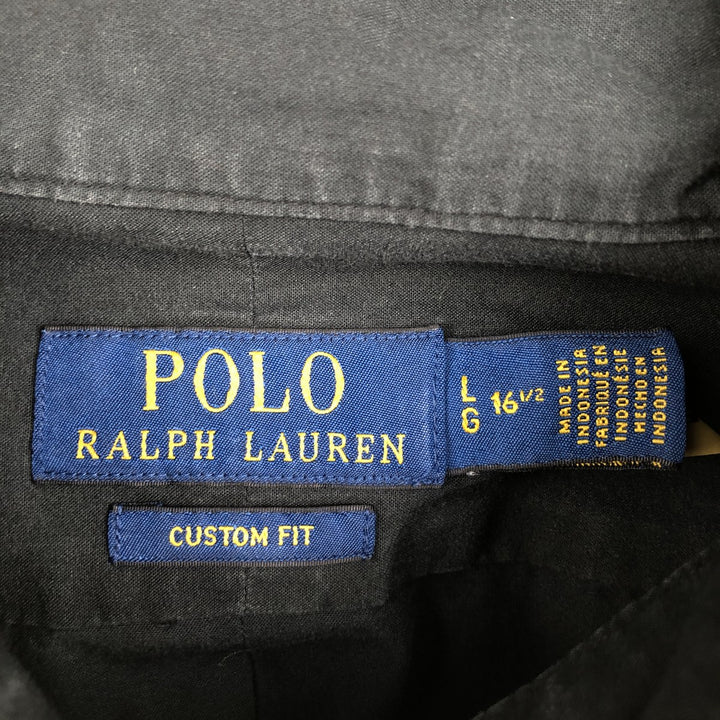 Ralph Lauren CUSTOM FIT long sleeve button down shirt, men's size L cotton black type Vintage Second Hand