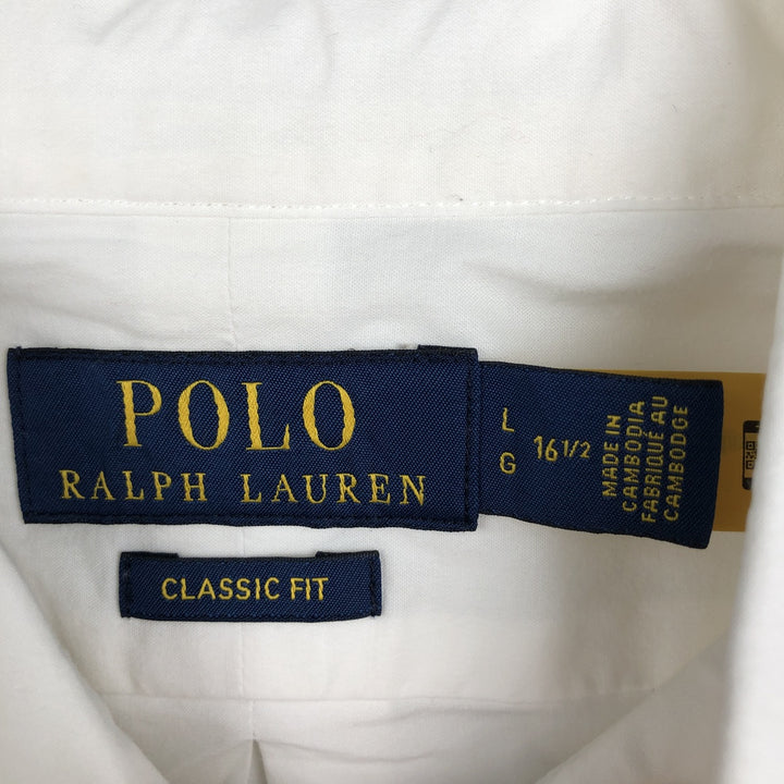 Ralph Lauren Classic Fit Long Sleeve Button Down Shirt, Men's Size L cotton white type Vintage Second Hand