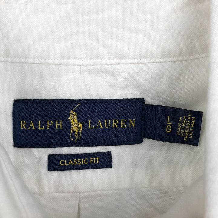 Ralph Lauren Classic Fit Long Sleeve Button Down Shirt, Men's Size L cotton white type Vintage Second Hand