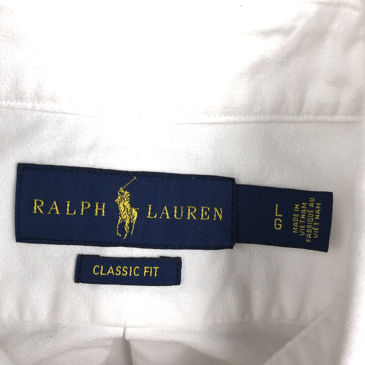 Ralph Lauren Classic Fit Long Sleeve Button Down Shirt, Men's Size L cotton white type Vintage Second Hand