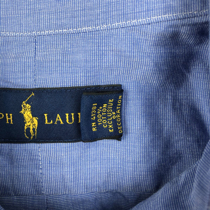 Ralph Lauren long sleeve button down shirt, men's size L cotton Blue type light blue Vintage Second Hand