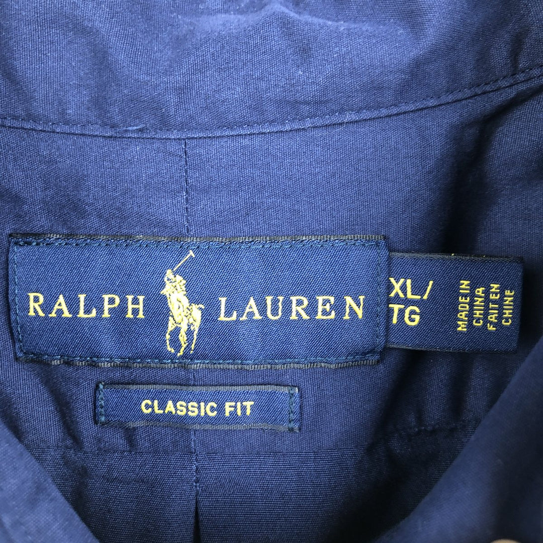 Ralph Lauren Classic Fit Long Sleeve Button Down Shirt Men's XL cotton navy blue type Vintage Second Hand