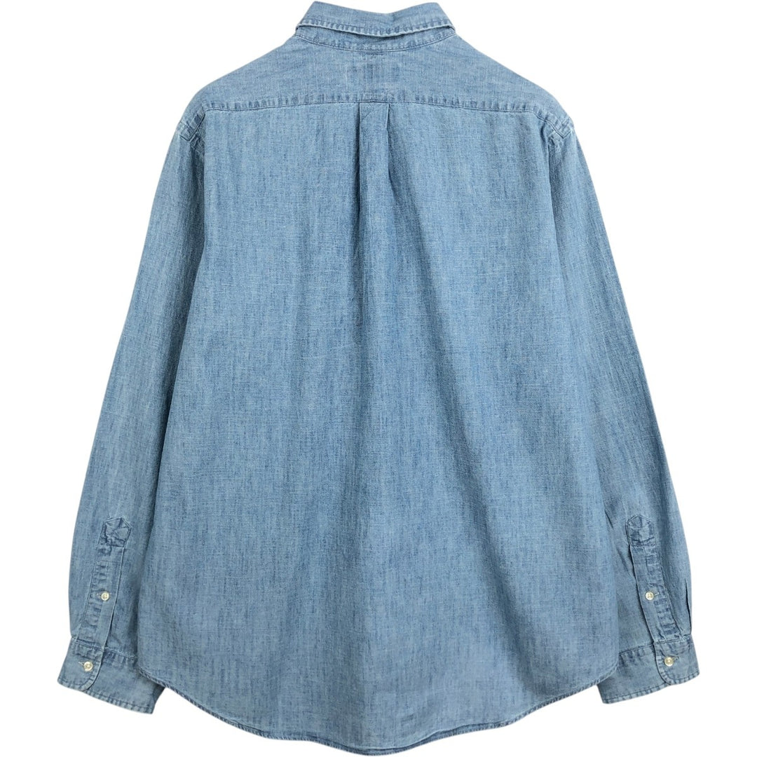 Ralph Lauren button-down long-sleeve chambray shirt, men's size XL (approx.) cotton Blue type light blue Vintage Second Hand