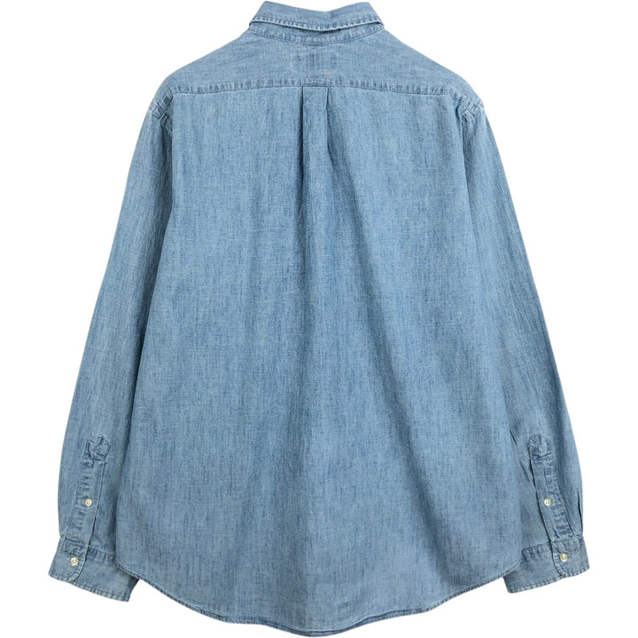 Ralph Lauren button-down long-sleeve chambray shirt, men's size XL (approx.) cotton Blue type light blue Vintage Second Hand
