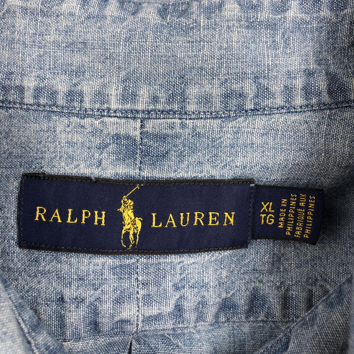 Ralph Lauren button-down long-sleeve chambray shirt, men's size XL (approx.) cotton Blue type light blue Vintage Second Hand