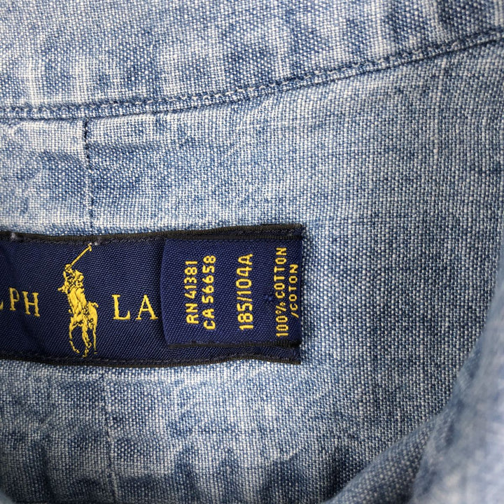 Ralph Lauren button-down long-sleeve chambray shirt, men's size XL (approx.) cotton Blue type light blue Vintage Second Hand