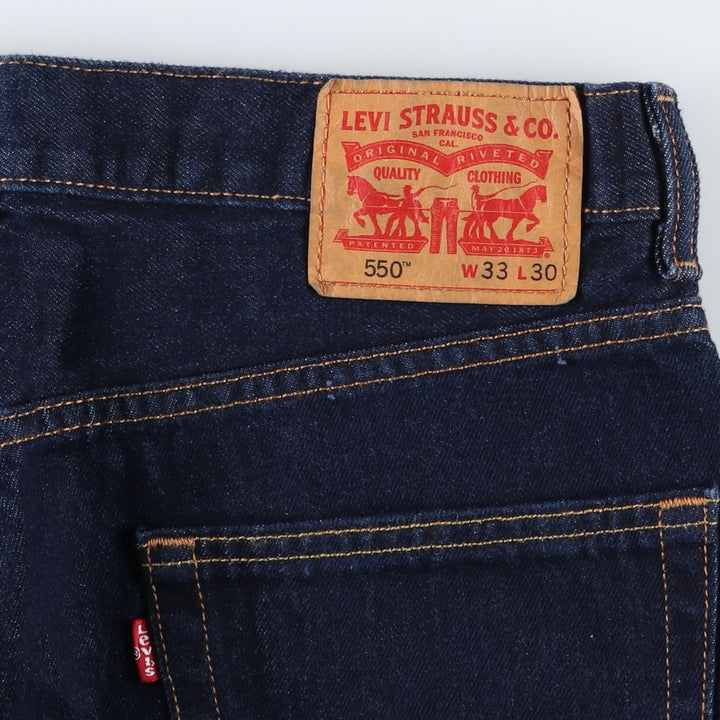Dark navy Levi's 550 tapered denim pants, men's size W35 cotton navy blue type Vintage Second Hand
