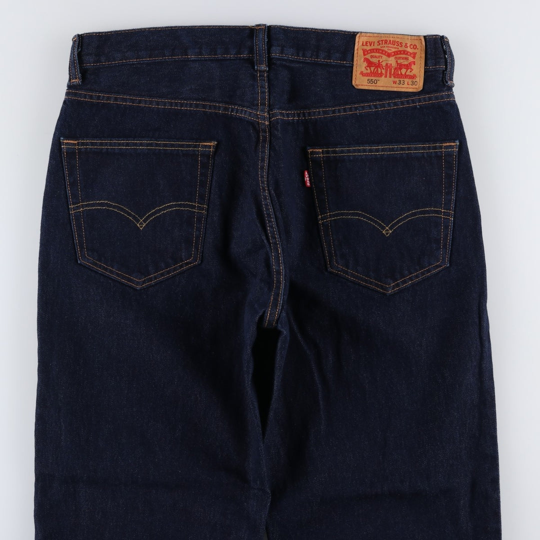 Dark navy Levi's 550 tapered denim pants, men's size W35 cotton navy blue type Vintage Second Hand