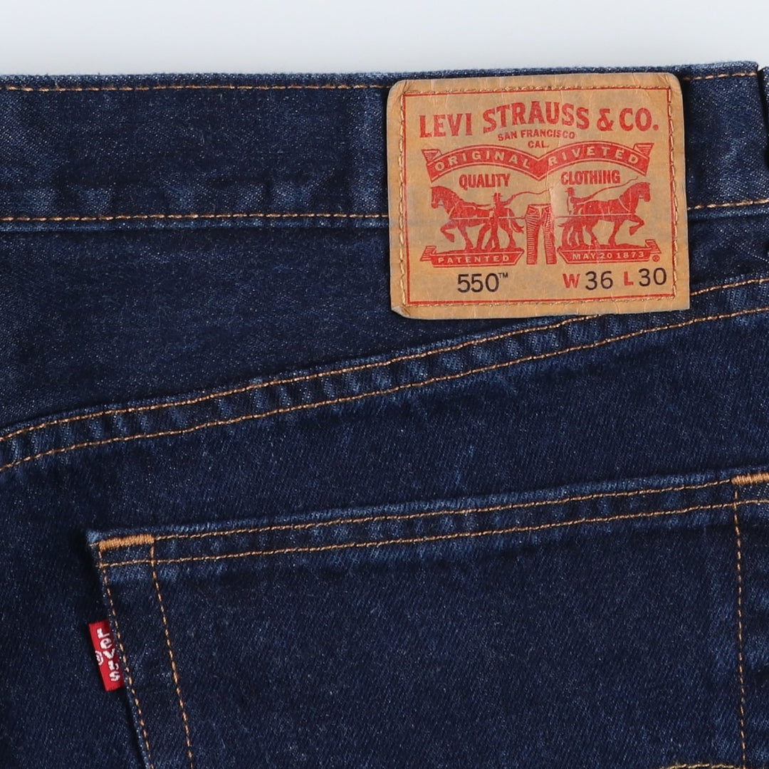 Dark navy Levi's 550 tapered denim pants, men's size W37 cotton navy blue type Vintage Second Hand