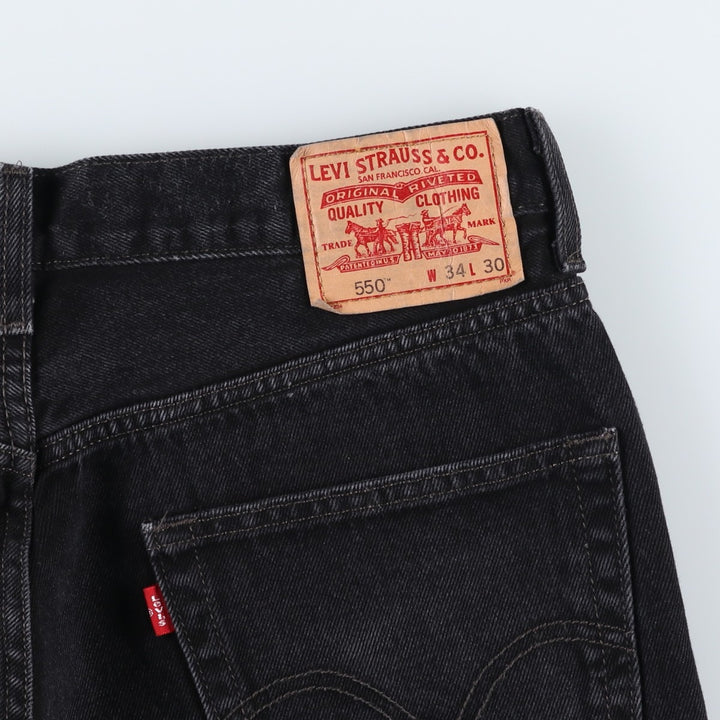 Levi's 550 Relaxed Fit Black Denim Tapered Denim Pants for Men, W33 cotton black type Vintage Second Hand
