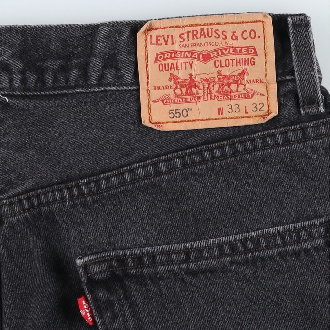 Levi's 550 Relaxed Fit Tapered Denim Pants, Black, Men's, Size W32 cotton black type Vintage Second Hand