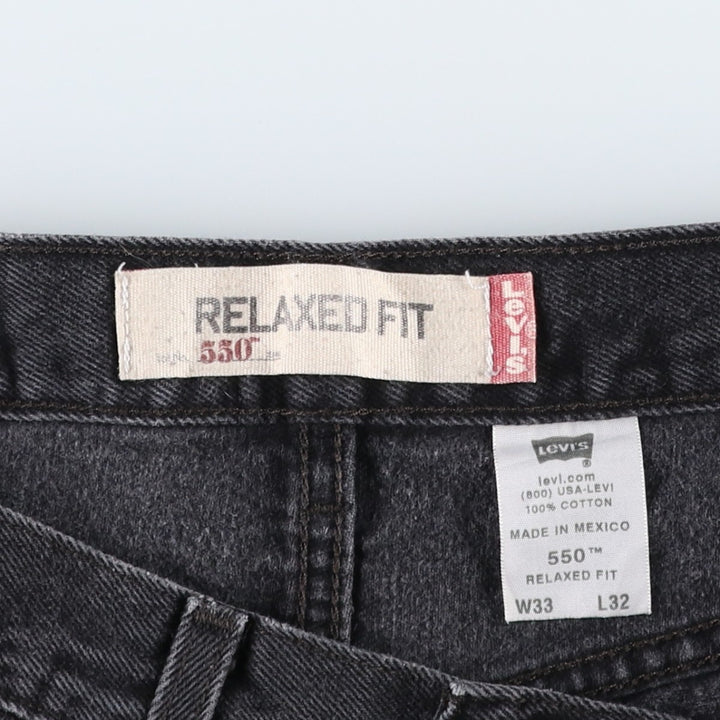 Levi's 550 Relaxed Fit Tapered Denim Pants, Black, Men's, Size W32 cotton black type Vintage Second Hand