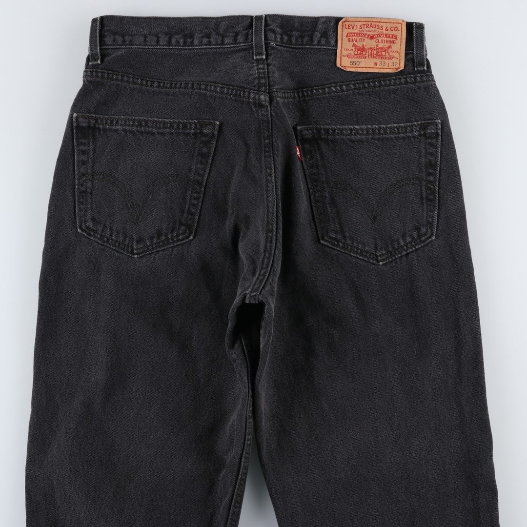 Levi's 550 Relaxed Fit Tapered Denim Pants, Black, Men's, Size W32 cotton black type Vintage Second Hand
