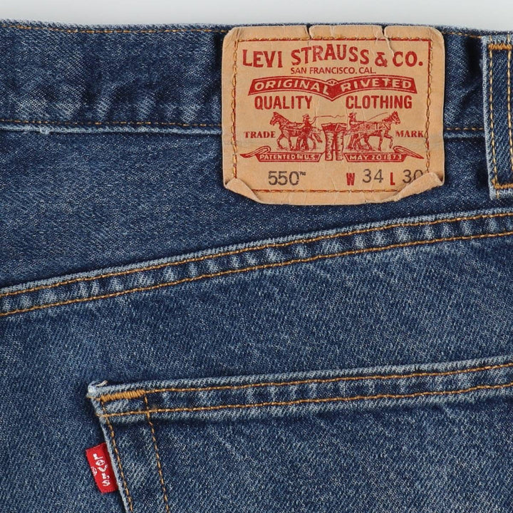 00'S Levi's 550 Relaxed Fit Tapered Denim Pants for Men, W35 cotton blue type Vintage Second Hand