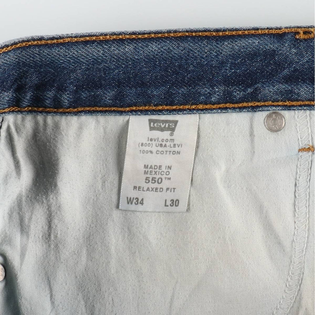 00'S Levi's 550 Relaxed Fit Tapered Denim Pants for Men, W35 cotton blue type Vintage Second Hand