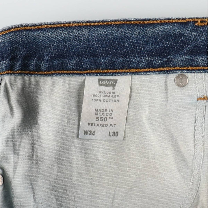 00'S Levi's 550 Relaxed Fit Tapered Denim Pants for Men, W35 cotton blue type Vintage Second Hand
