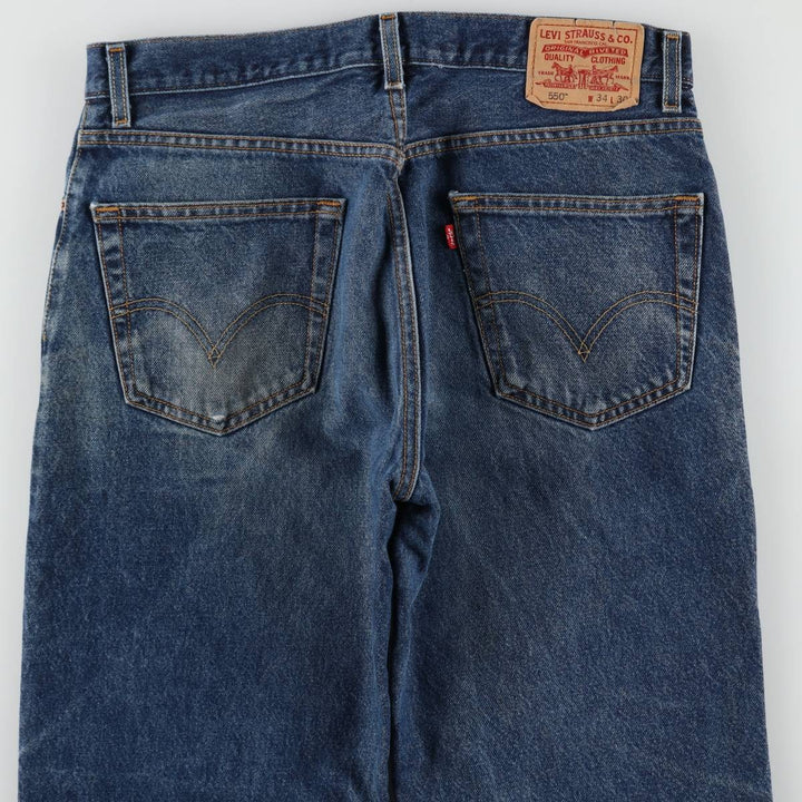 00'S Levi's 550 Relaxed Fit Tapered Denim Pants for Men, W35 cotton blue type Vintage Second Hand