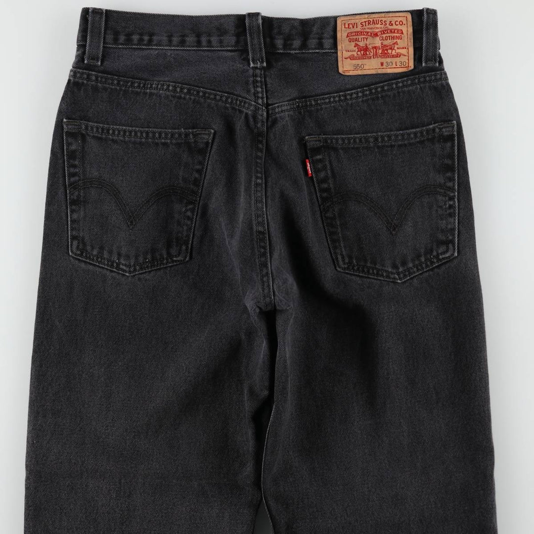 Levi's 550 Relaxed Fit Tapered Denim Pants, Black, Men's, Size W32 cotton black type Vintage Second Hand