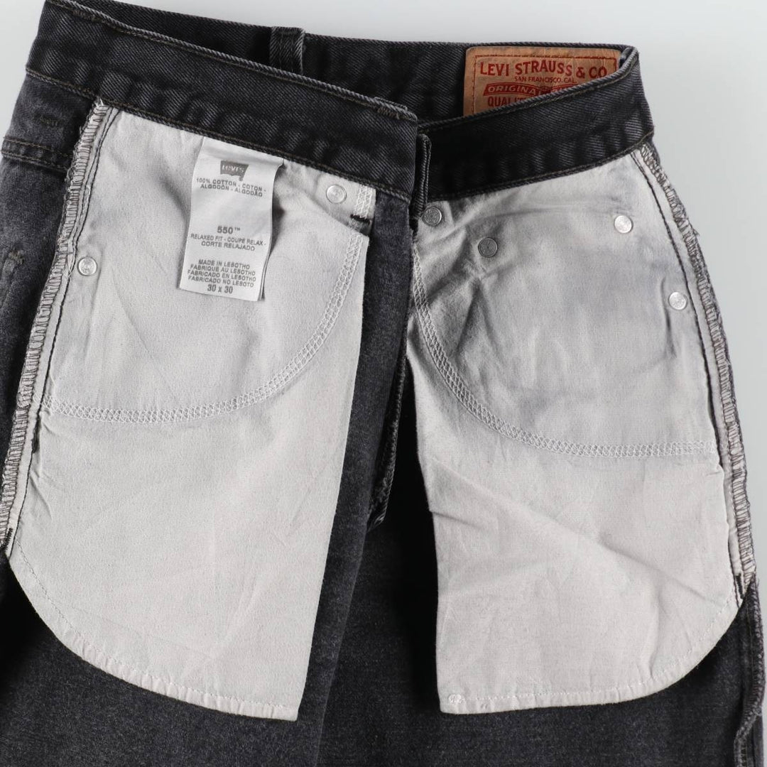 Levi's 550 Relaxed Fit Tapered Denim Pants, Black, Men's, Size W32 cotton black type Vintage Second Hand