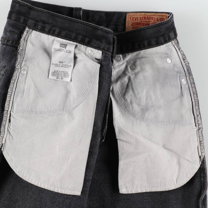 Levi's 550 Relaxed Fit Tapered Denim Pants, Black, Men's, Size W32 cotton black type Vintage Second Hand