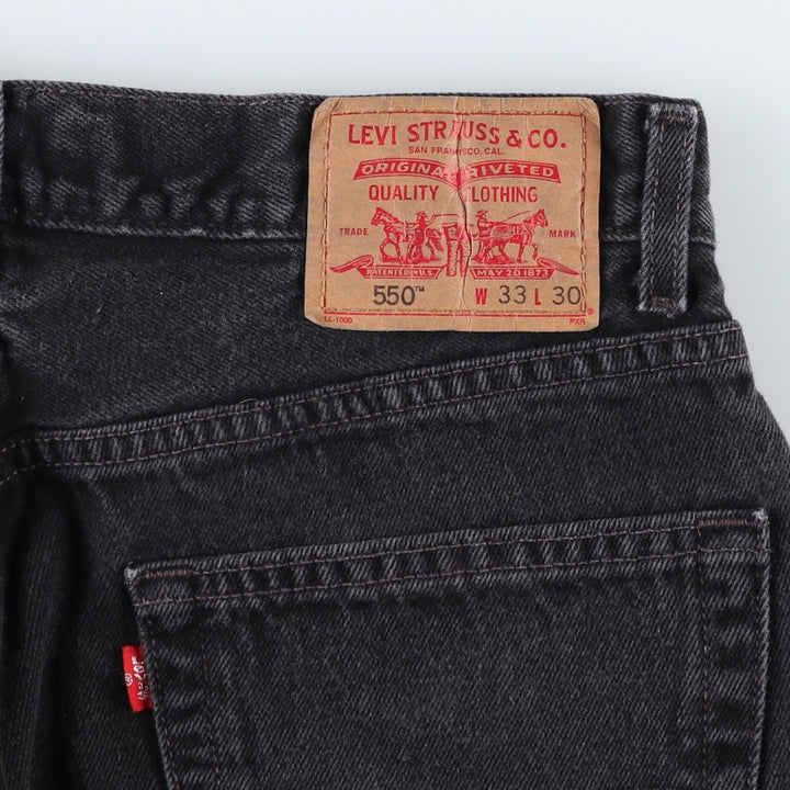 Levi's 550 Relaxed Fit Tapered Denim Pants, Black, Men's, Size W31 cotton black type Vintage Second Hand