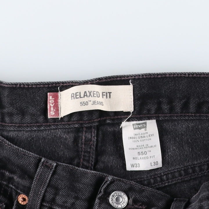 Levi's 550 Relaxed Fit Tapered Denim Pants, Black, Men's, Size W31 cotton black type Vintage Second Hand